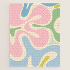 Smooth Contours Retro Modern Abstract Pattern Pastel Pink Blue Green Cream Jigsaw Puzzle Gallery Image 1