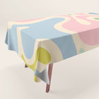 Smooth Contours Retro Modern Abstract Pattern Pastel Pink Blue Green Cream Tablecloth Gallery Image 1