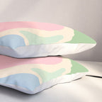Smooth Contours Retro Modern Abstract Pattern Pastel Pink Blue Green Cream Pillow Sham Gallery Image 3