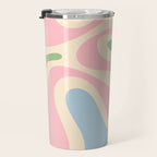 Smooth Contours Retro Modern Abstract Pattern Pastel Pink Blue Green Cream Travel Mug Gallery Image 3