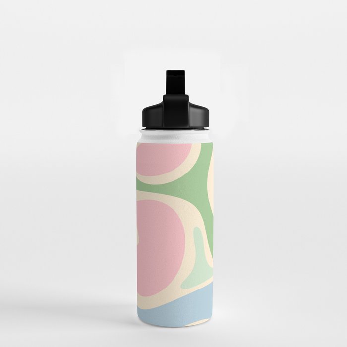 Smooth Contours Retro Modern Abstract Pattern Pastel Pink Blue Green Cream Water Bottle Gallery Image 2