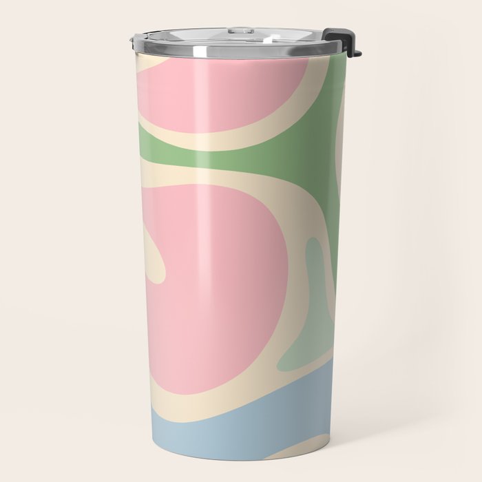 Smooth Contours Retro Modern Abstract Pattern Pastel Pink Blue Green Cream Travel Mug Gallery Image 2