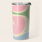 Smooth Contours Retro Modern Abstract Pattern Pastel Pink Blue Green Cream Travel Mug Gallery Image 2