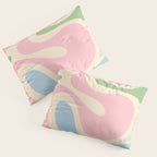 Smooth Contours Retro Modern Abstract Pattern Pastel Pink Blue Green Cream Pillow Sham Gallery Image 3