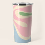 Smooth Contours Retro Modern Abstract Pattern Pastel Pink Blue Green Cream Travel Mug Gallery Image 1