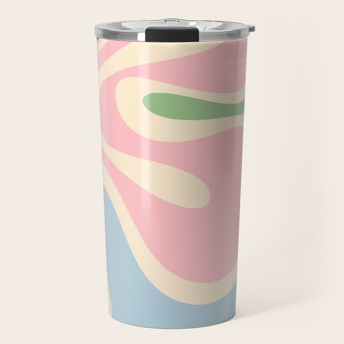Smooth Contours Retro Modern Abstract Pattern Pastel Pink Blue Green Cream Travel Mug Gallery Image 1