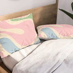 Smooth Contours Retro Modern Abstract Pattern Pastel Pink Blue Green Cream Pillow Sham Gallery Image 2