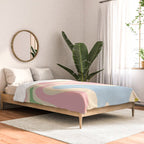 Smooth Contours Retro Modern Abstract Pattern Pastel Pink Blue Green Cream Comforter Gallery Image 2
