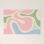 Smooth Contours Retro Modern Abstract Pattern Pastel Pink Blue Green Cream Welcome Mat Gallery Image 1