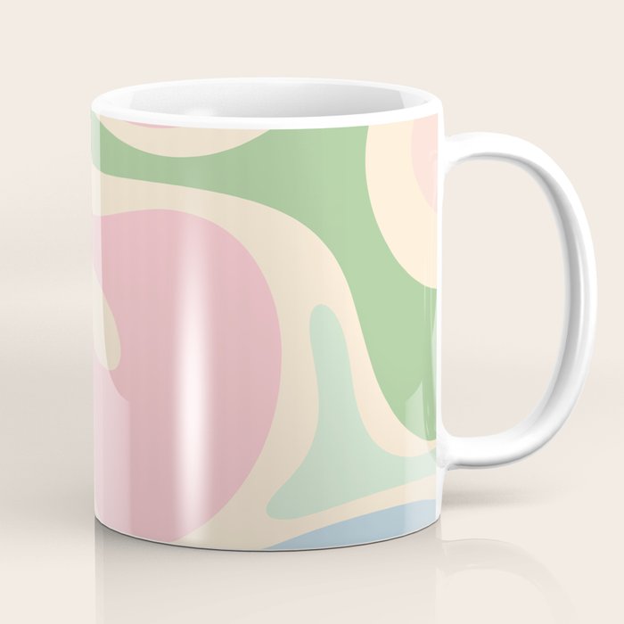 Smooth Contours Retro Modern Abstract Pattern Pastel Pink Blue Green Cream Coffee Mug Gallery Image 1