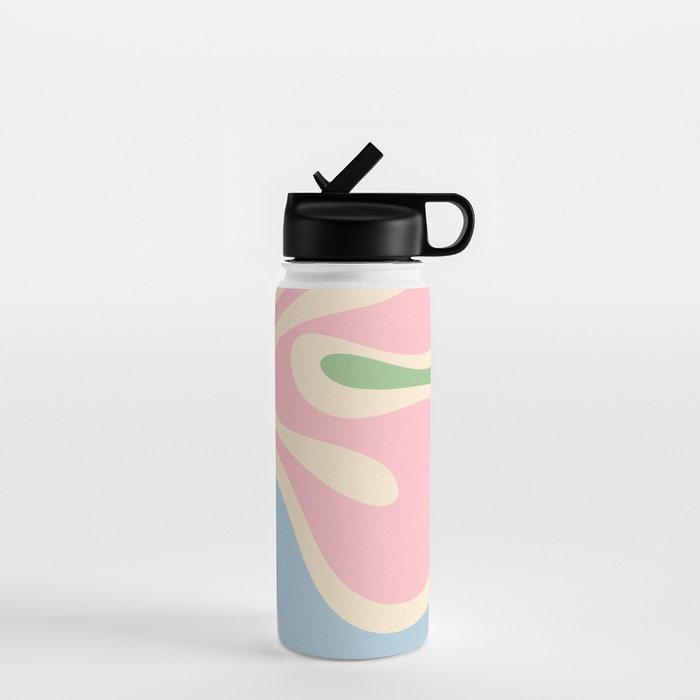 Smooth Contours Retro Modern Abstract Pattern Pastel Pink Blue Green Cream Water Bottle Gallery Image 1