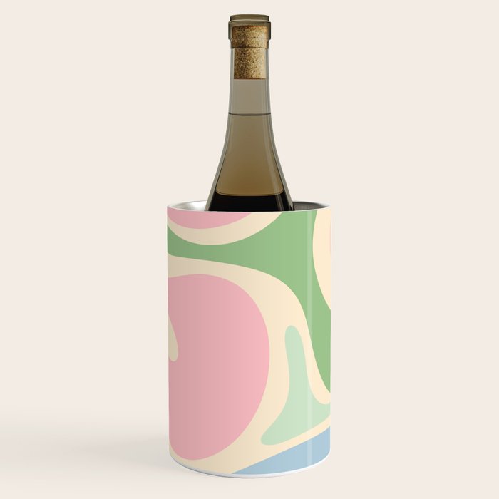Smooth Contours Retro Modern Abstract Pattern Pastel Pink Blue Green Cream Wine Chiller Gallery Image 3