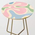 Smooth Contours Retro Modern Abstract Pattern Pastel Pink Blue Green Cream Side Table Gallery Image 2