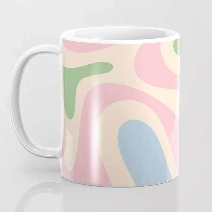 Smooth Contours Retro Modern Abstract Pattern Pastel Pink Blue Green Cream Coffee Mug Gallery Image 3