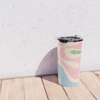 Smooth Contours Retro Modern Abstract Pattern Pastel Pink Blue Green Cream Travel Mug Gallery Image 4