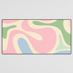 Smooth Contours Retro Modern Abstract Pattern Pastel Pink Blue Green Cream Desk Mat Gallery Image 3