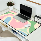 Smooth Contours Retro Modern Abstract Pattern Pastel Pink Blue Green Cream Desk Mat Gallery Image 2