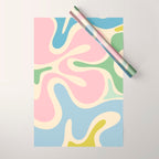 Smooth Contours Retro Modern Abstract Pattern Pastel Pink Blue Green Cream Wrapping Paper Gallery Image 1