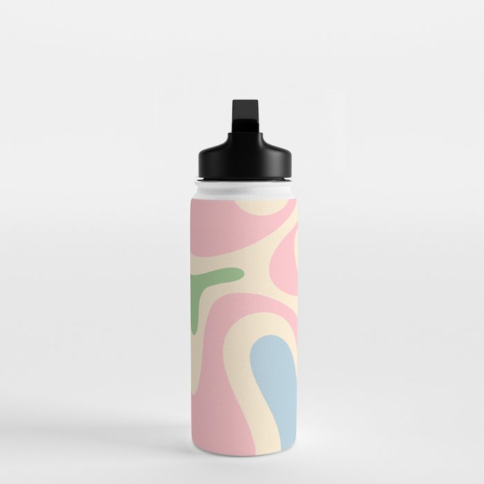 Smooth Contours Retro Modern Abstract Pattern Pastel Pink Blue Green Cream Water Bottle Gallery Image 3