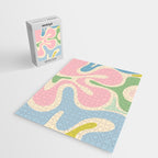 Smooth Contours Retro Modern Abstract Pattern Pastel Pink Blue Green Cream Jigsaw Puzzle Gallery Image 2