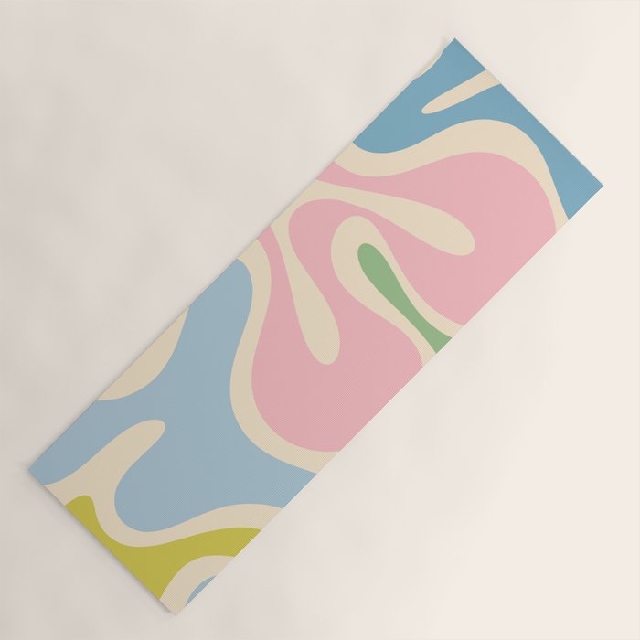 Smooth Contours Retro Modern Abstract Pattern Pastel Pink Blue Green Cream Yoga Mat Gallery Image 1
