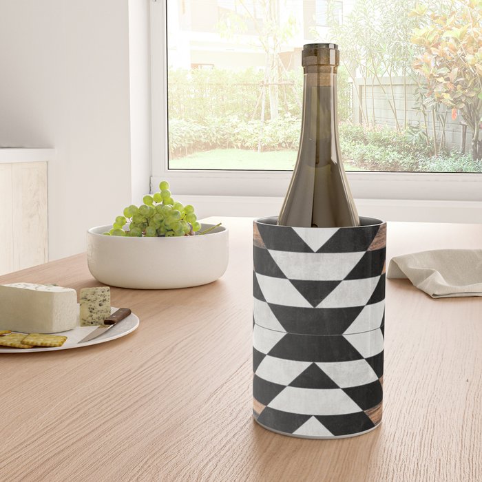 Urban Tribal Pattern No.13 - Aztec - Concrete and Wood Wine Chiller Gallery Image 4