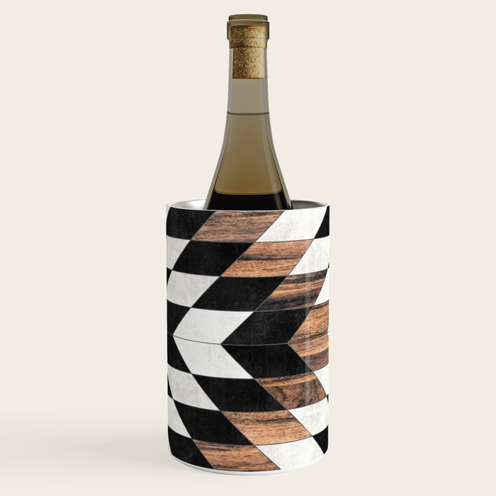 Urban Tribal Pattern No.13 - Aztec - Concrete and Wood Wine Chiller Gallery Image 3