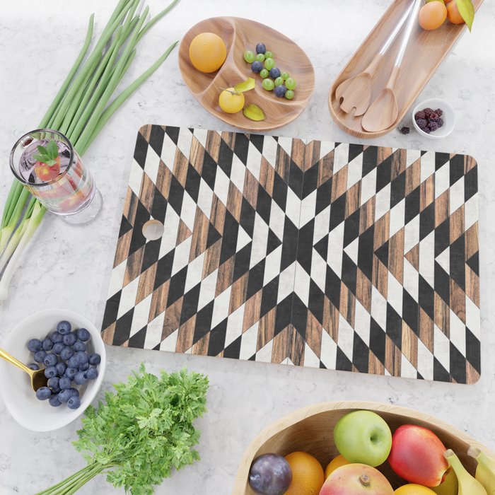 Urban Tribal Pattern No.13 - Aztec - Concrete and Wood Cutting Board Gallery Image 2