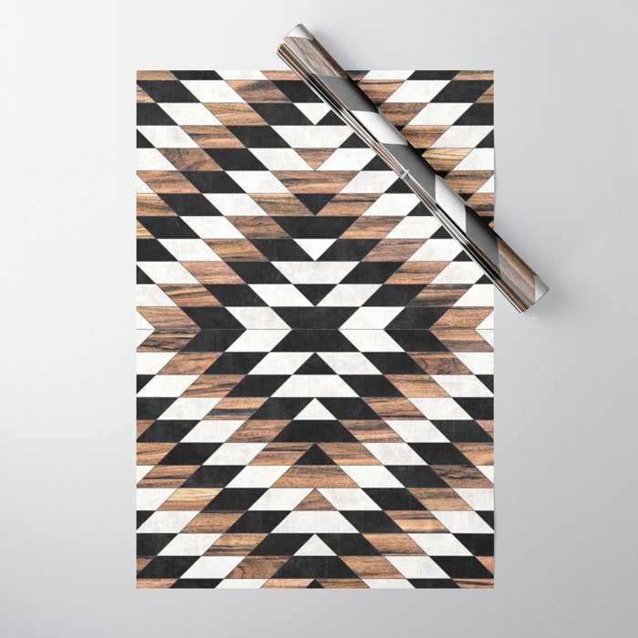 Urban Tribal Pattern No.13 - Aztec - Concrete and Wood Wrapping Paper Gallery Image 1