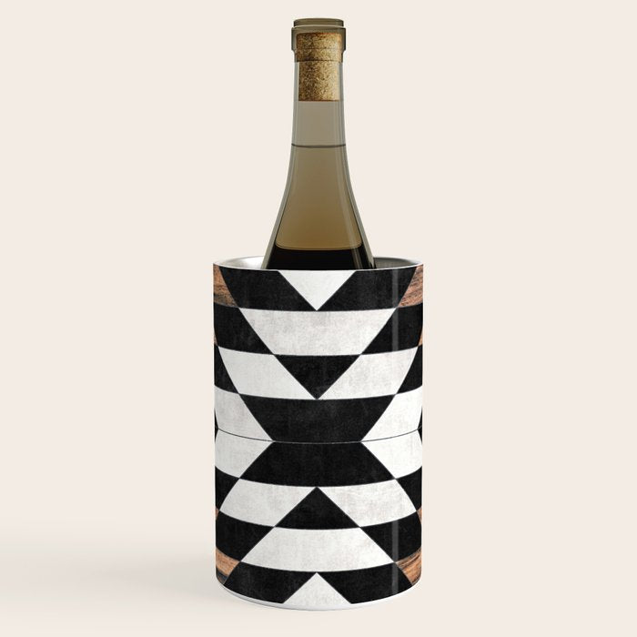 Urban Tribal Pattern No.13 - Aztec - Concrete and Wood Wine Chiller Gallery Image 1