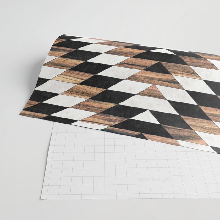 Urban Tribal Pattern No.13 - Aztec - Concrete and Wood Wrapping Paper Gallery Image 2