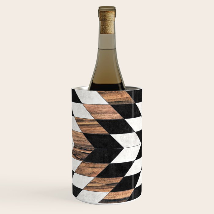 Urban Tribal Pattern No.13 - Aztec - Concrete and Wood Wine Chiller Gallery Image 2