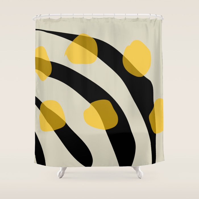 Yellow Gray Abstract Vector Art Digital Painting Shower Curtain Gallery Image 1