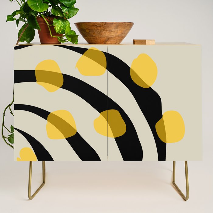 Yellow Gray Abstract Vector Art Digital Painting Credenza Gallery Image 1