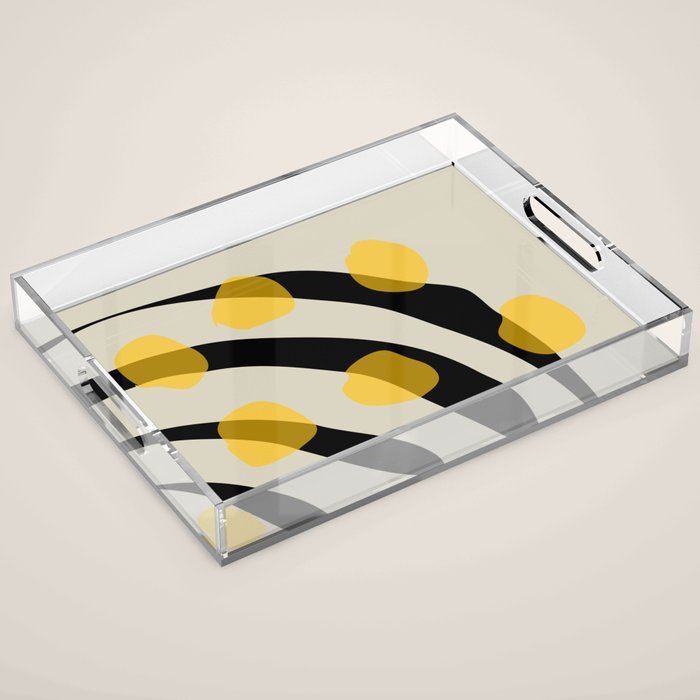 Yellow Gray Abstract Vector Art Digital Painting Acrylic Tray Gallery Image 1