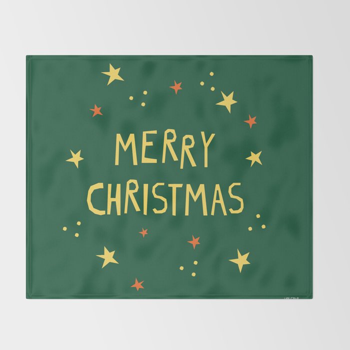 Merry Christmas hand lettering Throw Blanket Gallery Image 2