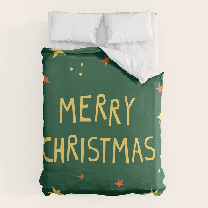 Merry Christmas hand lettering Duvet Cover Gallery Image 1