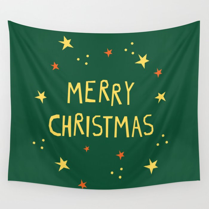 Merry Christmas hand lettering Wall Tapestry Gallery Image 4