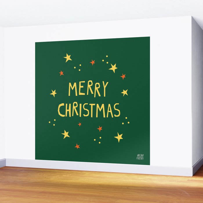 Merry Christmas hand lettering Wall Mural Gallery Image 2