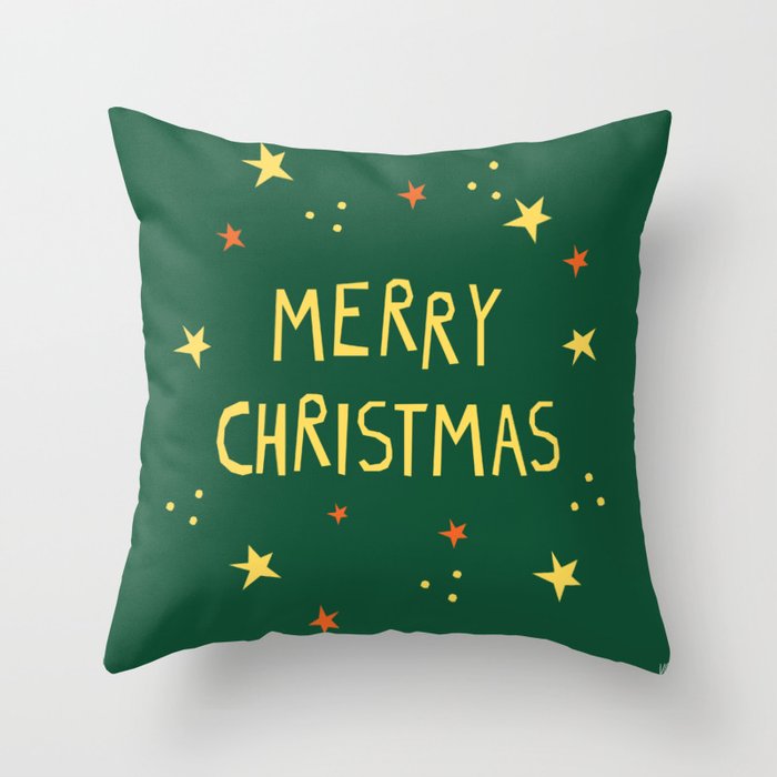Merry Christmas hand lettering Throw Pillow Gallery Image 6