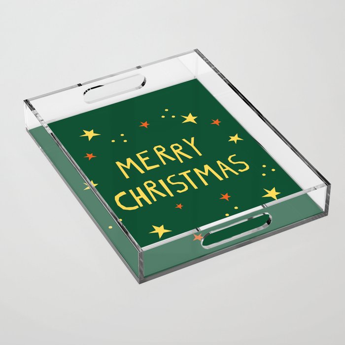 Merry Christmas hand lettering Acrylic Tray Gallery Image 1