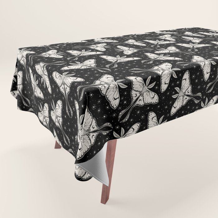 Luna Moth In Black and White Tablecloth Gallery Image 1