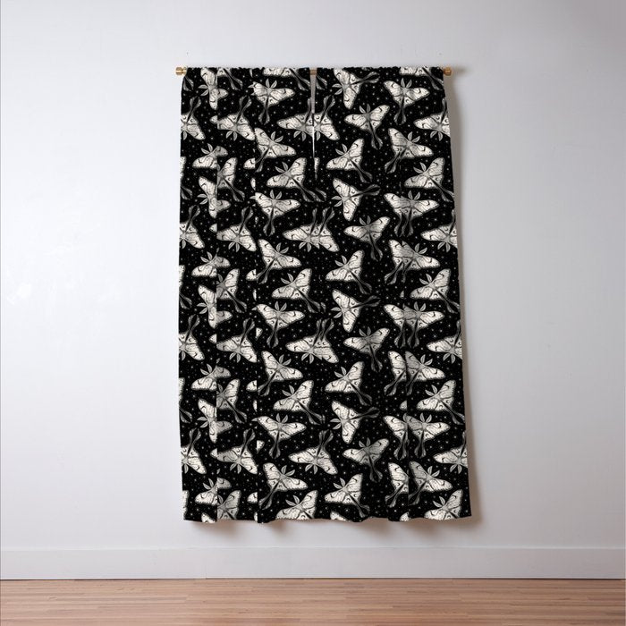 Luna Moth In Black and White Window Curtain Gallery Image 3