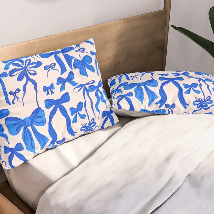 Whimsical Blue Bow Pattern - Perfect for Creative Holiday and Winter Projects Pillow Sham Gallery Image 2