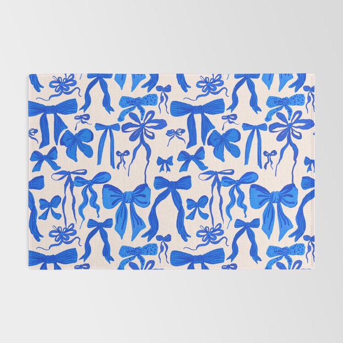Whimsical Blue Bow Pattern - Perfect for Creative Holiday and Winter Projects Rug Gallery Image 2