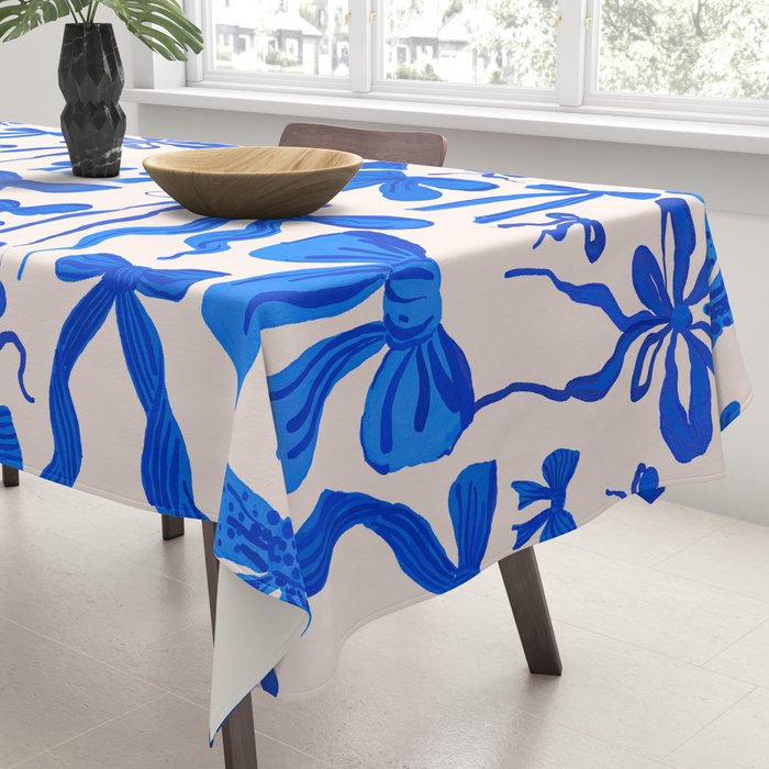 Whimsical Blue Bow Pattern - Perfect for Creative Holiday and Winter Projects Tablecloth Gallery Image 3