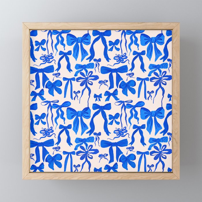 Whimsical Blue Bow Pattern - Perfect for Creative Holiday and Winter Projects Mini Art Print Gallery Image 1