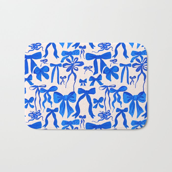 Whimsical Blue Bow Pattern - Perfect for Creative Holiday and Winter Projects Bath Mat Gallery Image 1
