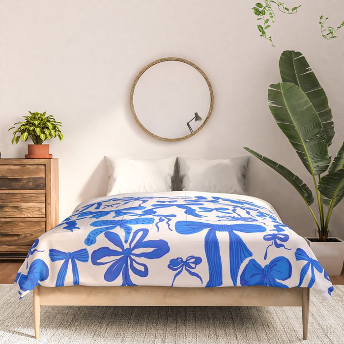 Whimsical Blue Bow Pattern - Perfect for Creative Holiday and Winter Projects Comforter Gallery Image 3