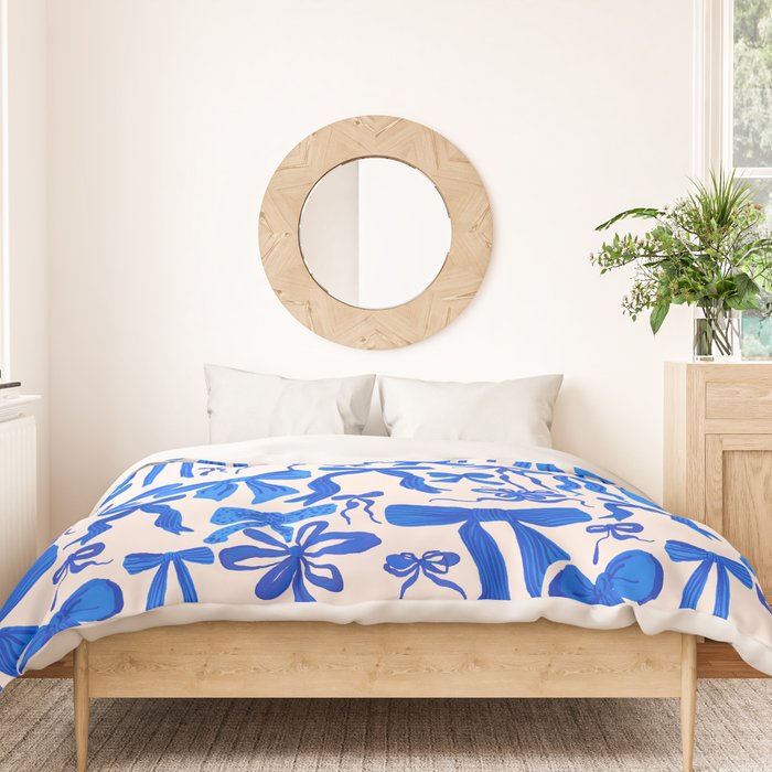 Whimsical Blue Bow Pattern - Perfect for Creative Holiday and Winter Projects Duvet Cover Gallery Image 3